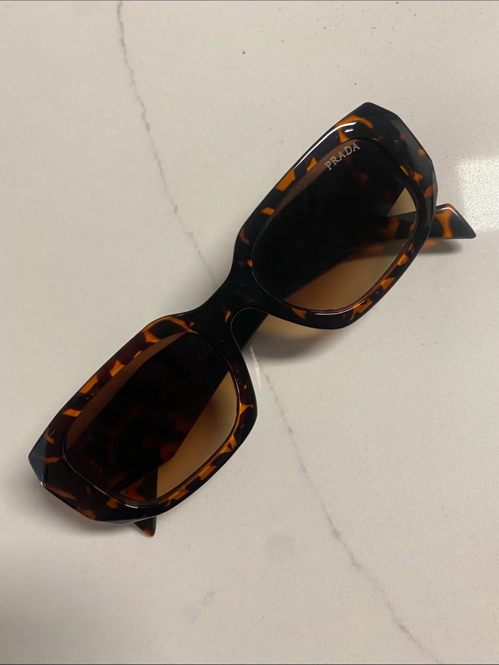 Prada Tortoiseshell Rectangle Sunglasses - Brown Gradient Lenses